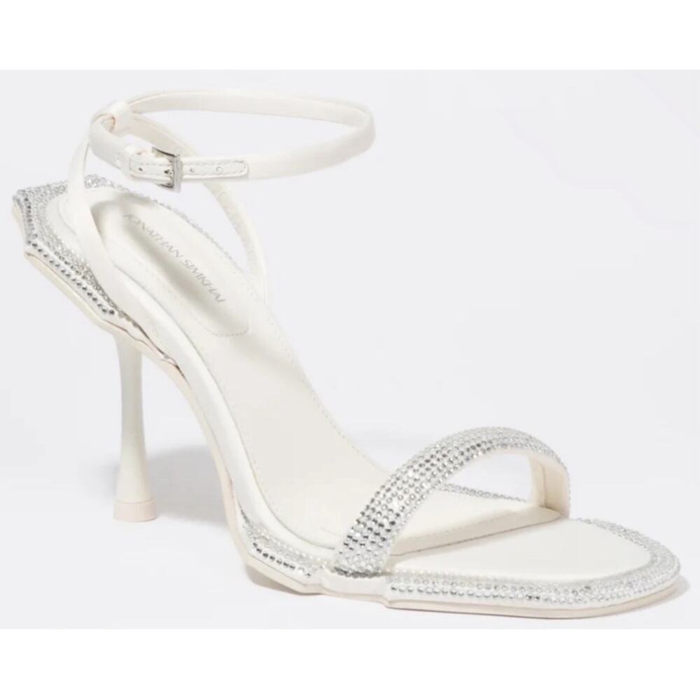 JONATHAN SIMKHAI The Icon Sculpted Crystal Embellished Ivory White Heels Size 39